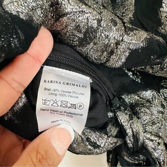 Karina Grimaldi Daniela Jaquard Print-Black Flower Metal Size Small NWT - Picture 11 of 12